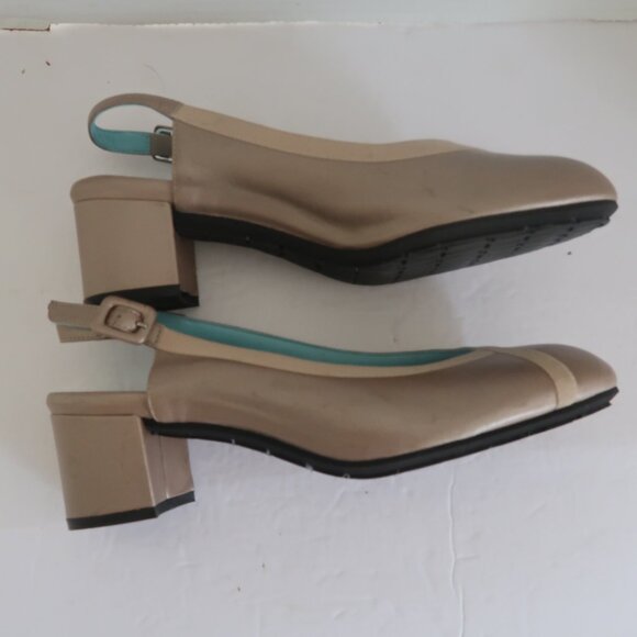 Thierry Rabotin Italian Slingback Block Heel Shoes for women Sz 7 Color Tan - Picture 7 of 12
